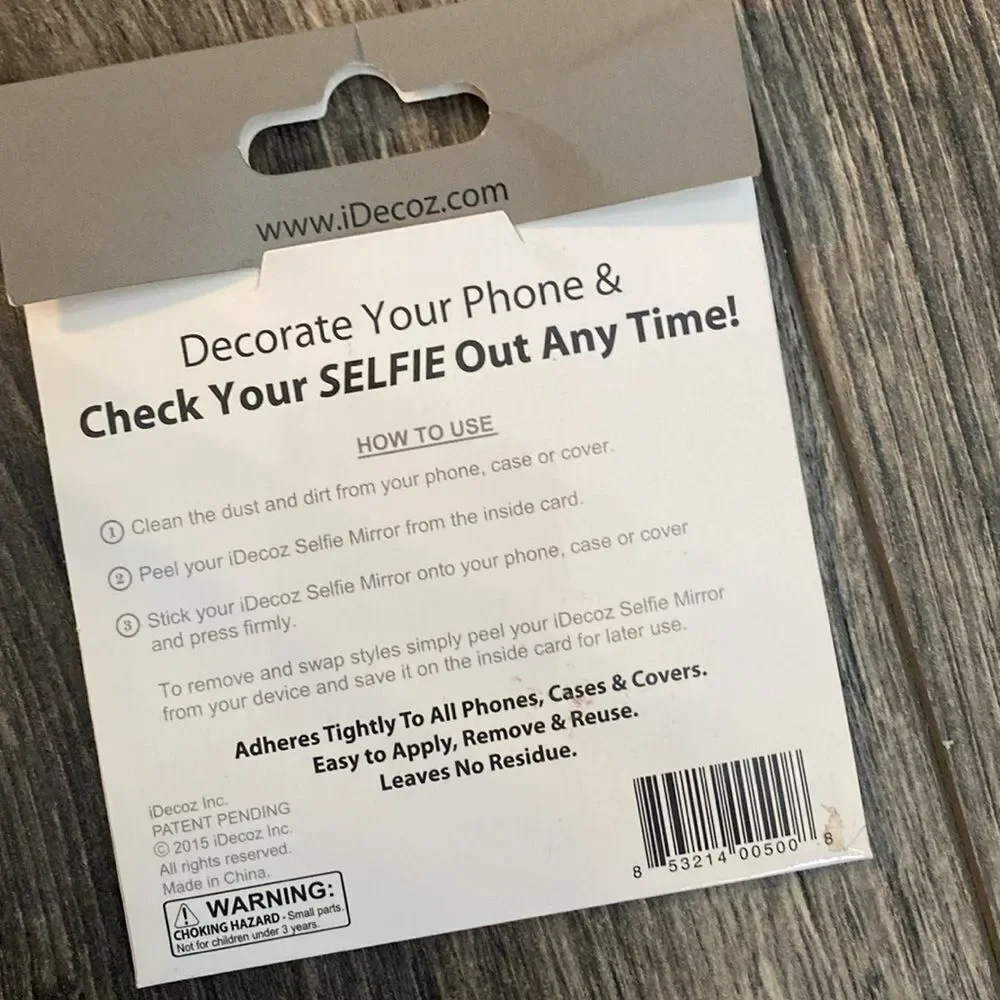 iDecoz Unbreakable Square Phone Mirror - Silver with Crystals